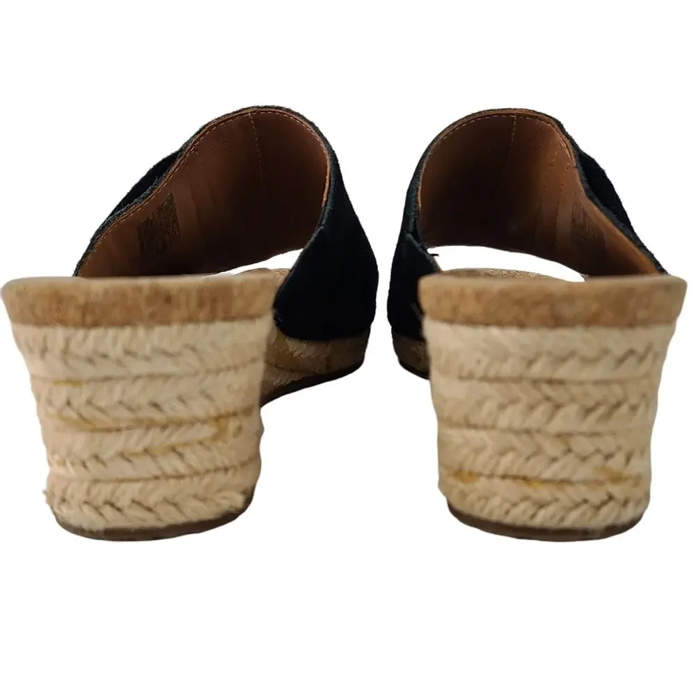 Uggs black suede fringed espadrille slides, EUC, size 7